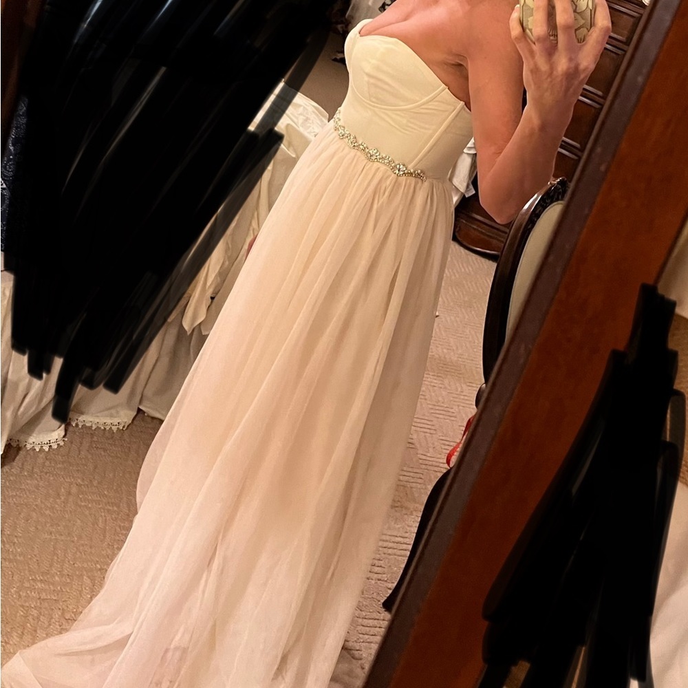 Custom At the Alter maxi corset strapless dress in Cream Size 4 - Picture 2 of 4